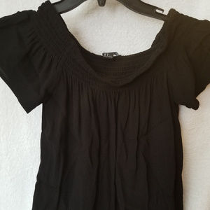 Smocked Off Shoulder Black Crop Top Juniors S